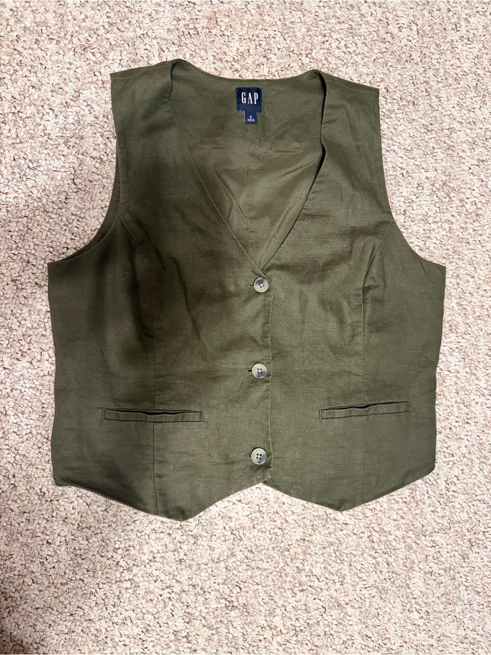 GAP Olive Green Tailored Vest – Size Small